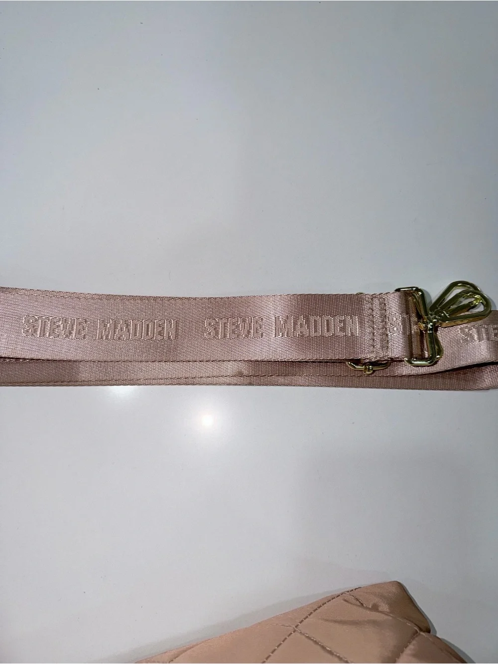 Steve Madden BSpace Quilted Laptop Work Tote Bag/soft blush pink/cream colorway.